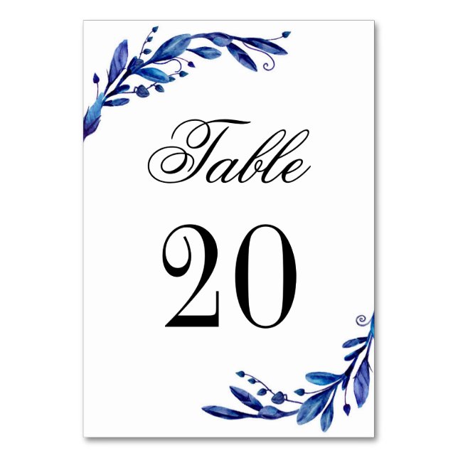 Blue table number. Winter wedding. Navy table Table Number (Front)