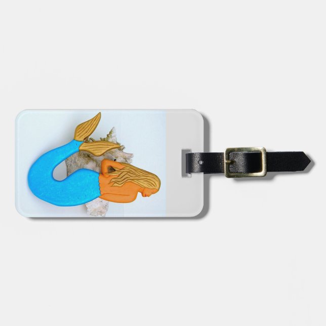 blue tail mermaid luggage tag (Front Horizontal)