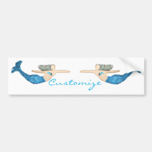 Blue-tail Mermaid Swimming Thunder_Cove Bumper Sticker