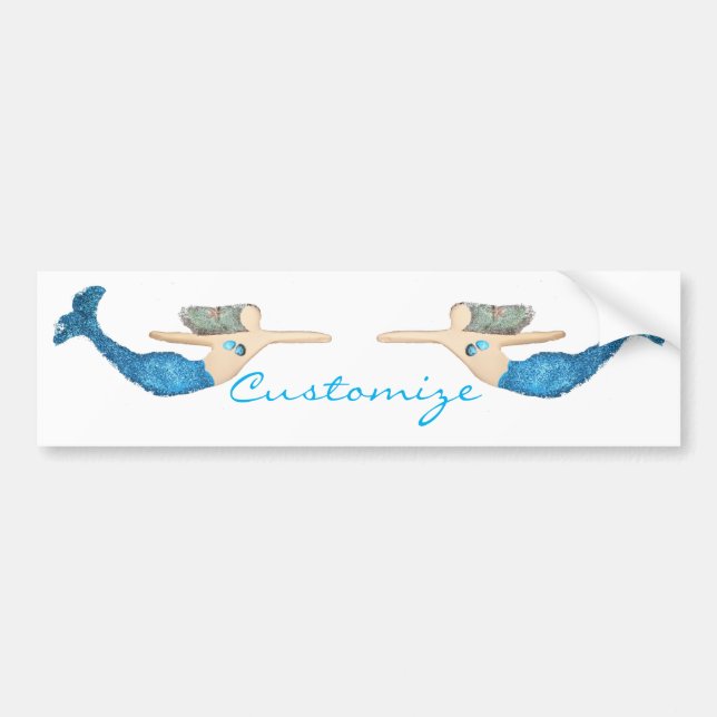 Blue-tail Mermaid Swimming Thunder_Cove Bumper Sticker (Front)