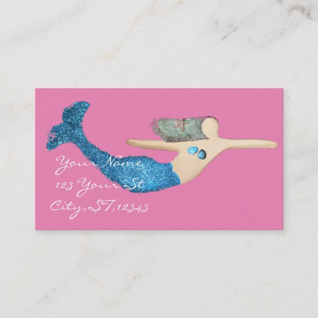 Blue-tail Mermaid Swimming Thunder_Cove Business Card (Front)