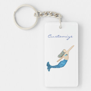 Blue-tail Mermaid Swimming Thunder_Cove Key Ring