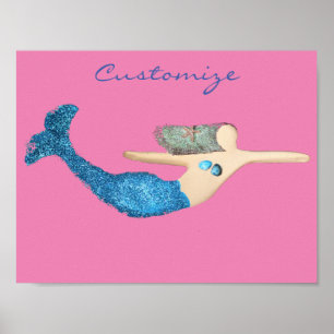 Blue-tail Mermaid Swimming Thunder_Cove Poster