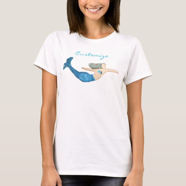 Blue-tail Mermaid Swimming Thunder_Cove T-Shirt (Front)