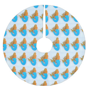 blue tail mermaids brushed polyester tree skirt