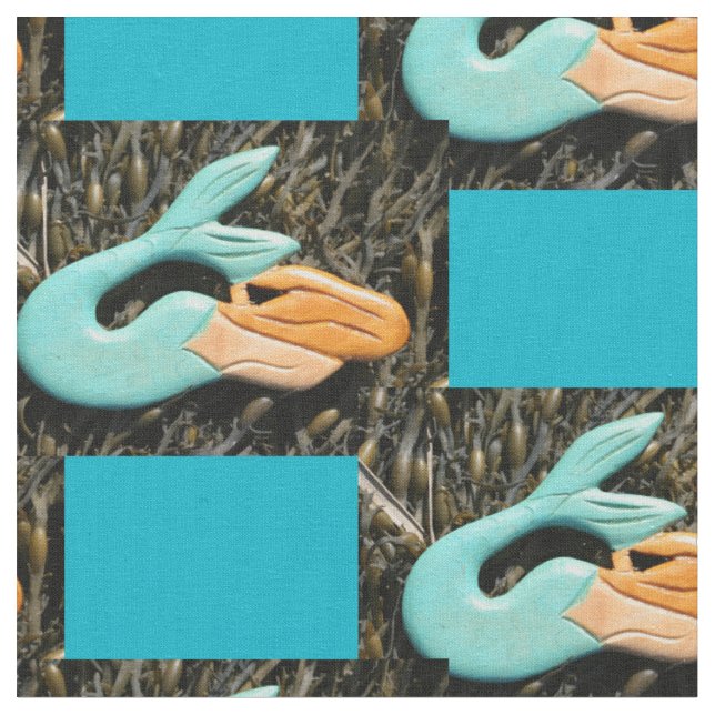 blue-tail mermaids pattern fabric (Close Up)