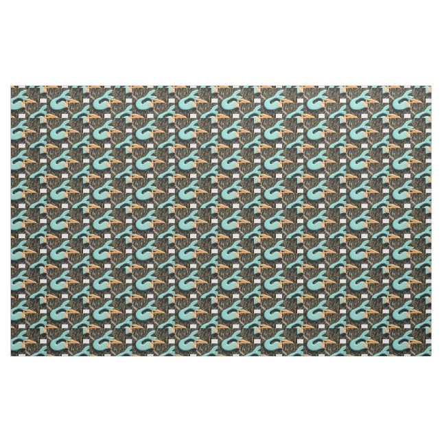blue-tail mermaids pattern fabric (Yard)