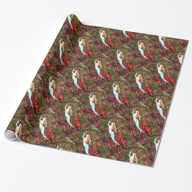 blue-tail mermaids swimming wrapping paper (Unrolled)