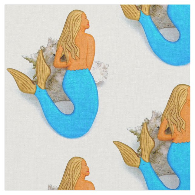 blue-tailed mermaids fabric (Close Up)