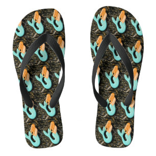 blue-tailed redheaded mermaids flip flops