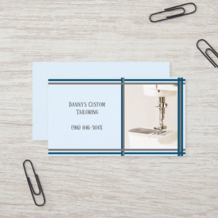 Blue Tailor Sewing Machine Business Card