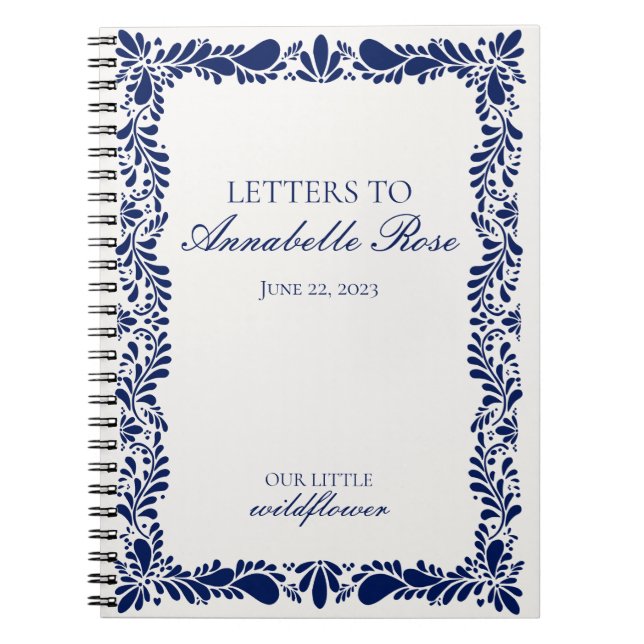 Blue Talaver Tile Fiesta Letters to Birthday Girl Notebook (Front)