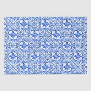 Blue Talavera Azul vintage Mexican Spanish tiles Tissue Paper
