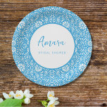 BLUE TALAVERA BRIDAL SHOWER PAPER PLATE<br><div class="desc">Beautiful BLUE Mexican Talavera flowers</div>