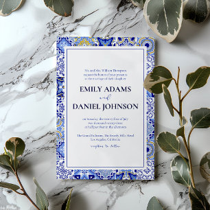Blue Talavera Fiesta: A Spanish Mexican Wedding Invitation