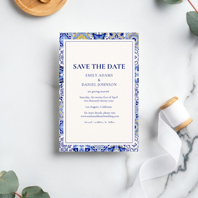 Blue Talavera Fiesta: A Spanish Mexican Wedding Save The Date (Creator Uploaded)