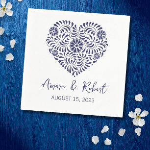 Blue Talavera heart Napkin