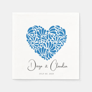 Blue Talavera Heart Wedding Napkins 
