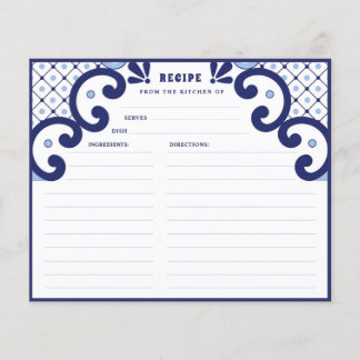 Blue Talavera Mexican Tile |  Recipe Card