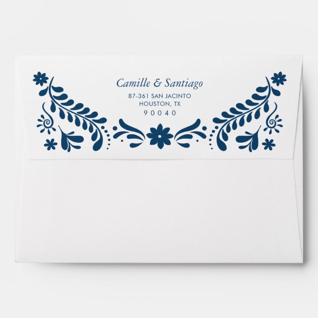 Blue Talavera Mexican Wedding Envelope (Back (Top Flap))