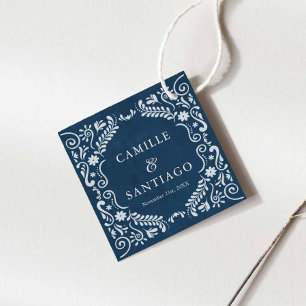 Blue Talavera Mexican Wedding Favour Tags