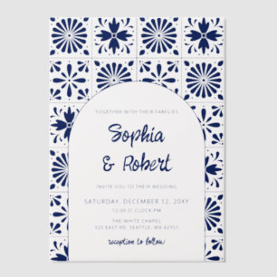 Blue Talavera Mexican Wedding Vellum Invitations