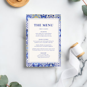 Blue Talavera Spanish Mexican Wedding Menu