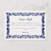 Blue Talavera Tile Diaper Raffle Invitation Insert