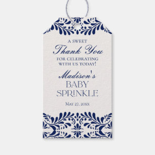 Blue Talavera Tile Fiesta Baby Sprinkle Favour Gift Tags