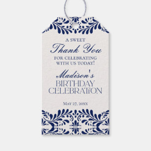 Blue Talavera Tile Fiesta Birthday Party Favours Gift Tags