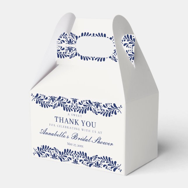Blue Talavera Tile Fiesta Bridal Shower Dessert Favour Box (Front Side)