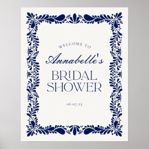 Blue Talavera Tile Fiesta Bridal Shower Welcome Poster