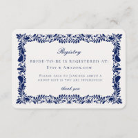 Blue Talavera Tile Registry Card Invitation Insert
