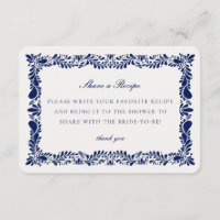 Blue Talavera Tile  Share Recipe Invitation Insert