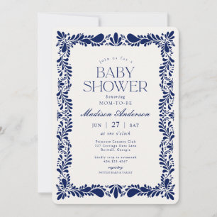 Blue Talavera Tile Spanish Fiesta Baby Shower Invitation