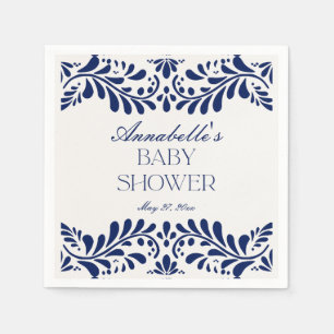 Blue Talavera Tile Spanish Fiesta Baby Shower Napkin
