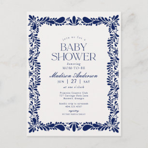 Blue Talavera Tile Spanish Fiesta Baby Shower Postcard