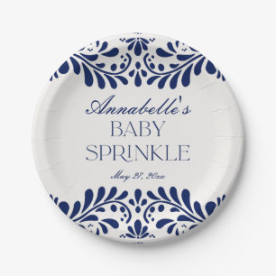 Blue Talavera Tile Spanish Fiesta Baby Spinkle Paper Plate