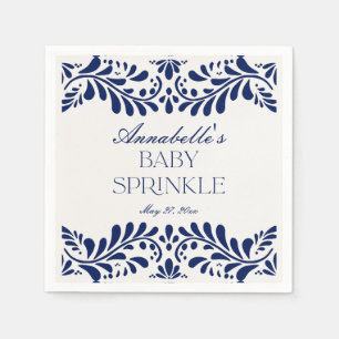 Blue Talavera Tile Spanish Fiesta Baby Sprinkle Napkin