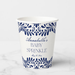 Blue Talavera Tile Spanish Fiesta Baby Sprinkle Paper Cups