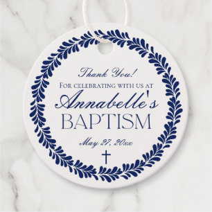 Blue Talavera Tile Spanish Fiesta Baptism Circle Favour Tags