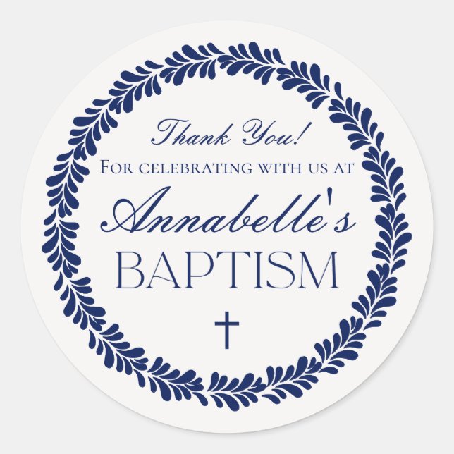 Blue Talavera Tile Spanish Fiesta Baptism Favour Classic Round Sticker (Front)