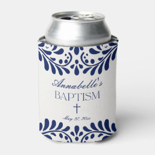 Blue Talavera Tile Spanish Fiesta Baptism Favours Can Cooler