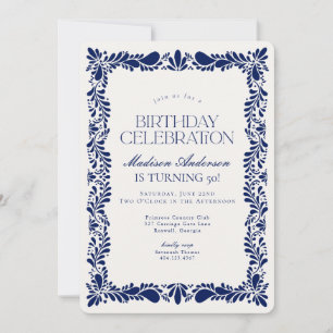 Blue Talavera Tile Spanish Fiesta Birthday Party Invitation