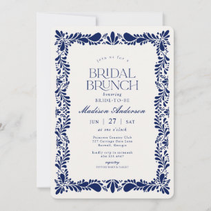 Blue Talavera Tile Spanish Fiesta Bridal Brunch Invitation