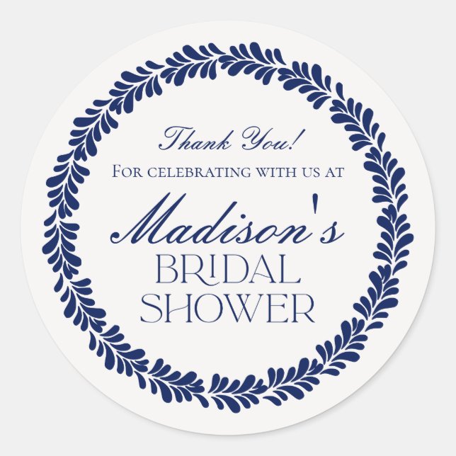 Blue Talavera Tile Spanish Fiesta Bridal Shower Classic Round Sticker (Front)