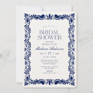 Blue Talavera Tile Spanish Fiesta Bridal Shower Invitation