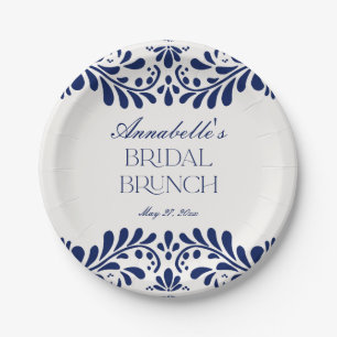Blue Talavera Tile Spanish Fiesta Bridal Shower Paper Plate