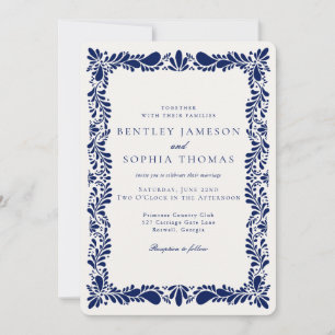 Blue Talavera Tile Spanish Fiesta Wedding Invitation