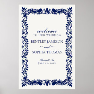 Blue Talavera Tile Spanish Fiesta Wedding Welcome Poster